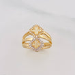 Anillo Trebol Cruces 4.45g / T6 1/2 Dos Oros Amarillo Blanco 18K