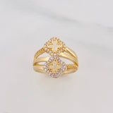 Anillo Trebol Cruces 4.45g / T6 1/2 Dos Oros Amarillo Blanco 18K