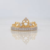 Anillo Corona Corazones 2.8g / T7 Dos Oros Amarillo Blanco 18K
