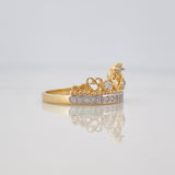 Anillo Corona Corazones 2.8g / T7 Dos Oros Amarillo Blanco 18K