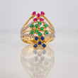 Anillo Puntos 5.75g / T7 1/2 Dos Oros Amarillo Blanco 18K