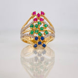 Anillo Puntos 5.75g / T7 1/2 Dos Oros Amarillo Blanco 18K
