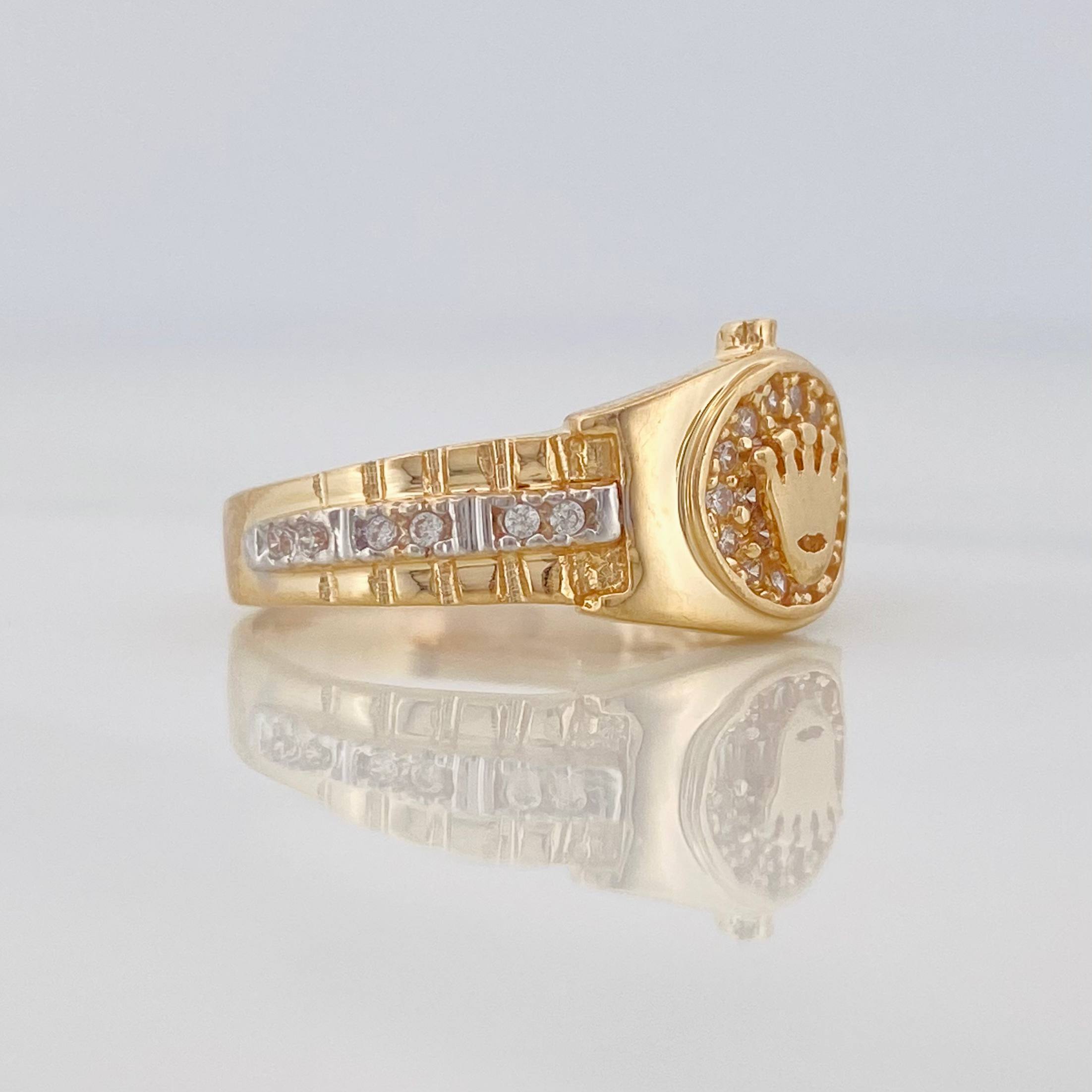 Anillo Corona 3.65g / T6 3/4 Dos Oros Amarillo Blanco 18K