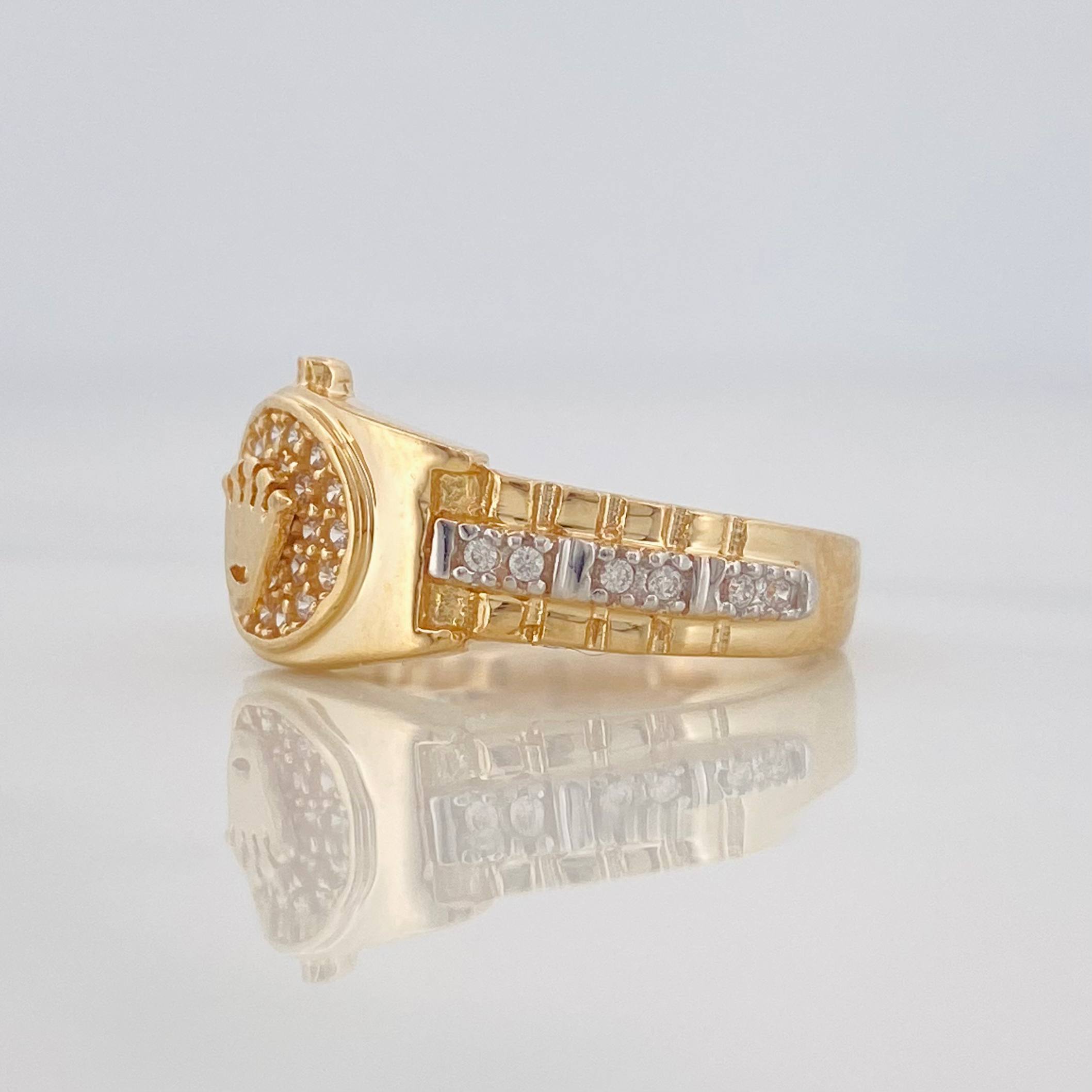 Anillo Corona 3.45g / T6 1/4 Dos Oros Amarillo Blanco 18K