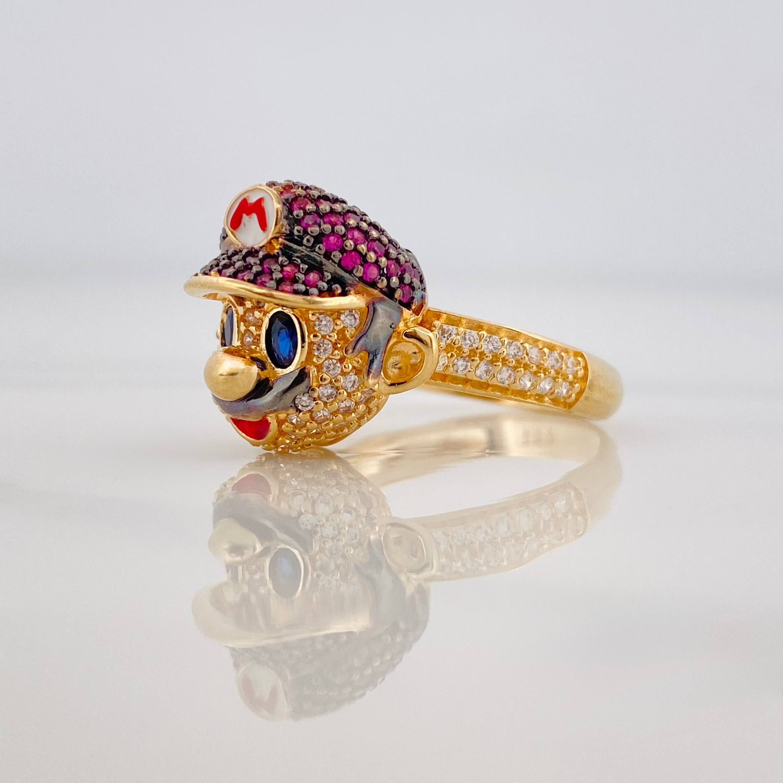 Anillo Mario 5.95g / T8 Dos Oros Negro Amarillo 18K