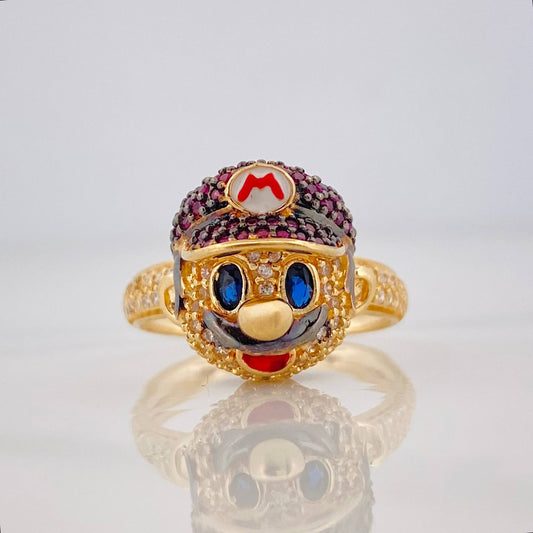 Anillo Mario 5.95g / T8 Dos Oros Negro Amarillo 18K