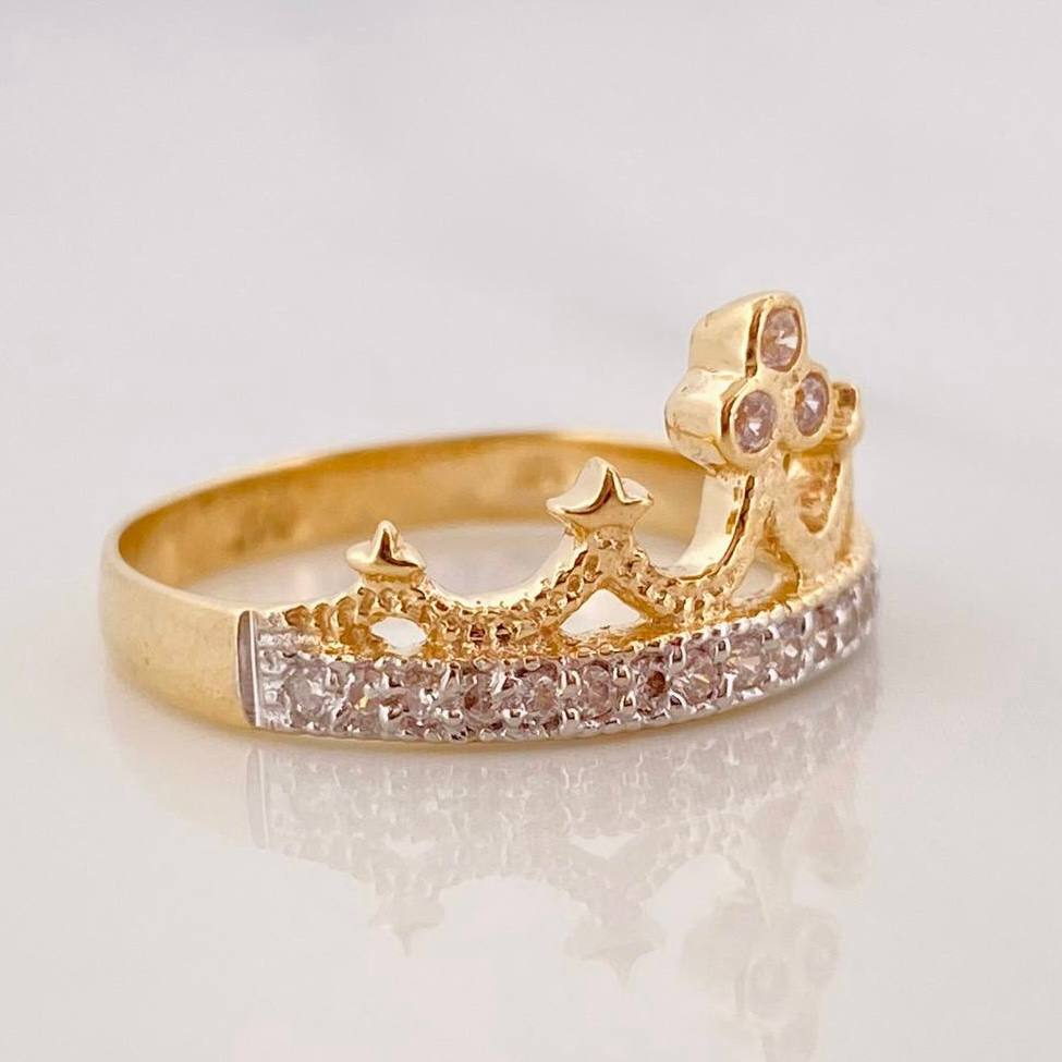 Anillo Tiara Real 2.85g / T8 Dos Oros Amarillo Blanco 18K