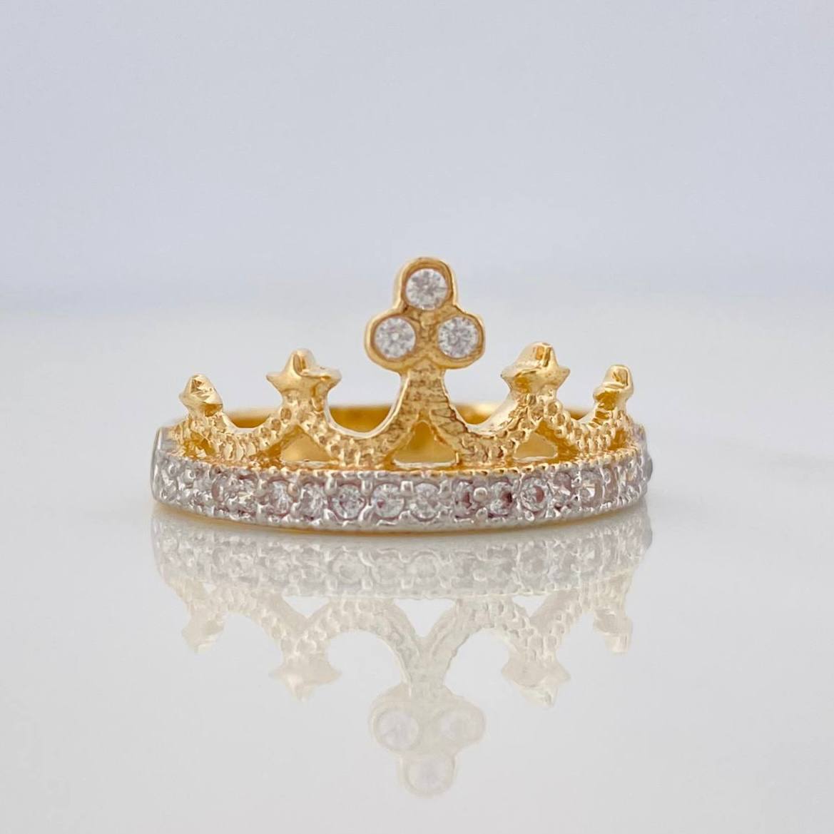 Anillo Tiara Real 2.95g / T8 Dos Oros Amarillo Blanco 18K