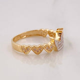 Anillo Corona Corazones 2.9g / T7 Dos Oros Amarillo Blanco 18K
