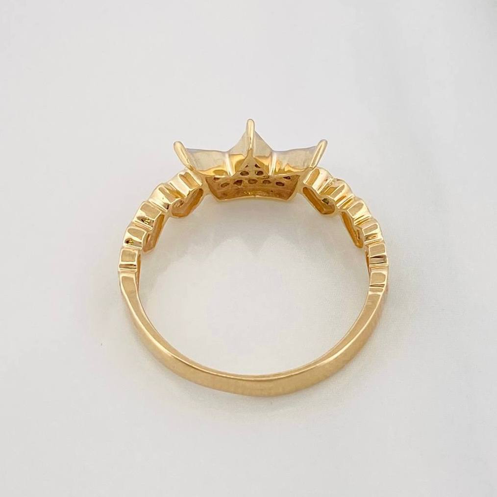 Anillo Corona Corazones 2.9g / T7 Dos Oros Amarillo Blanco 18K