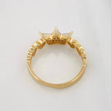 Anillo Corona Corazones 2.9g / T7 Dos Oros Amarillo Blanco 18K