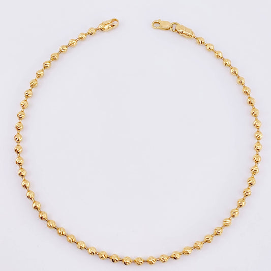 Tobillera Militar Diamantada 7.8gr / 26cm / 3mm Oro Amarillo 18K