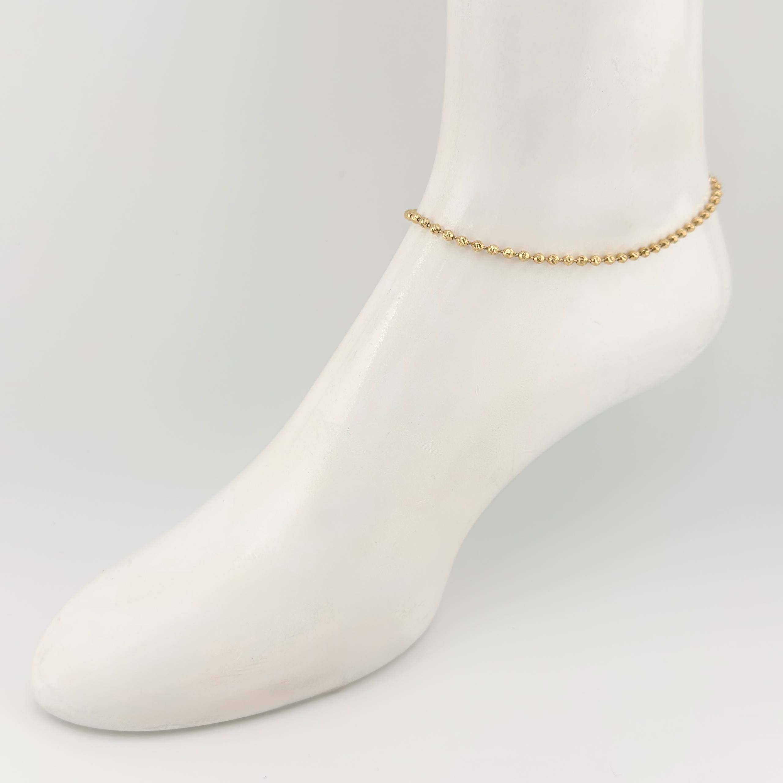 Tobillera Militar Diamantada 7.8gr / 26cm / 3mm Oro Amarillo 18K