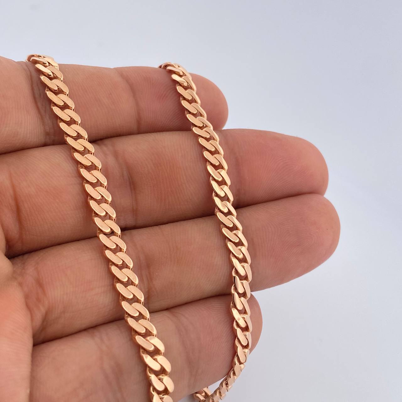 Cadena Cubana Infinito 18.60gr / 61cm / Dos Oros Blanco Rosa +4 18K &