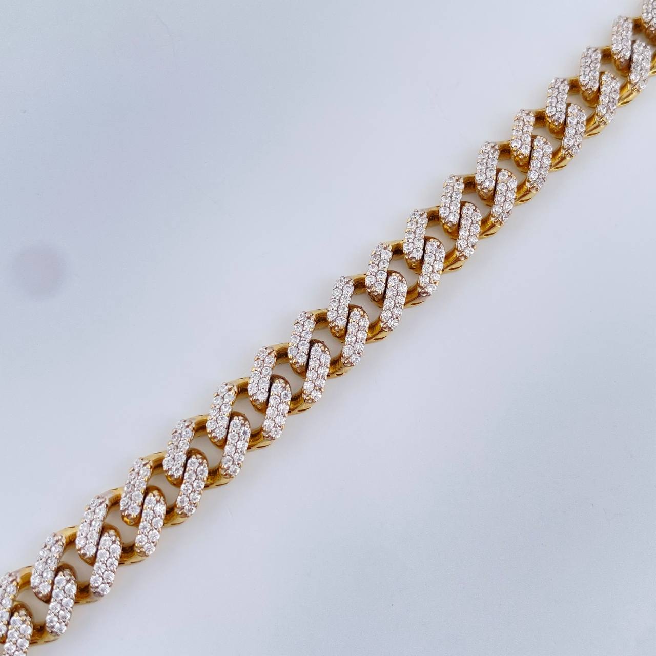 Pulso Cubana Infinito 10.4gr / 19.4cm / Dos Oros Amarillo Blanco +4 18K &