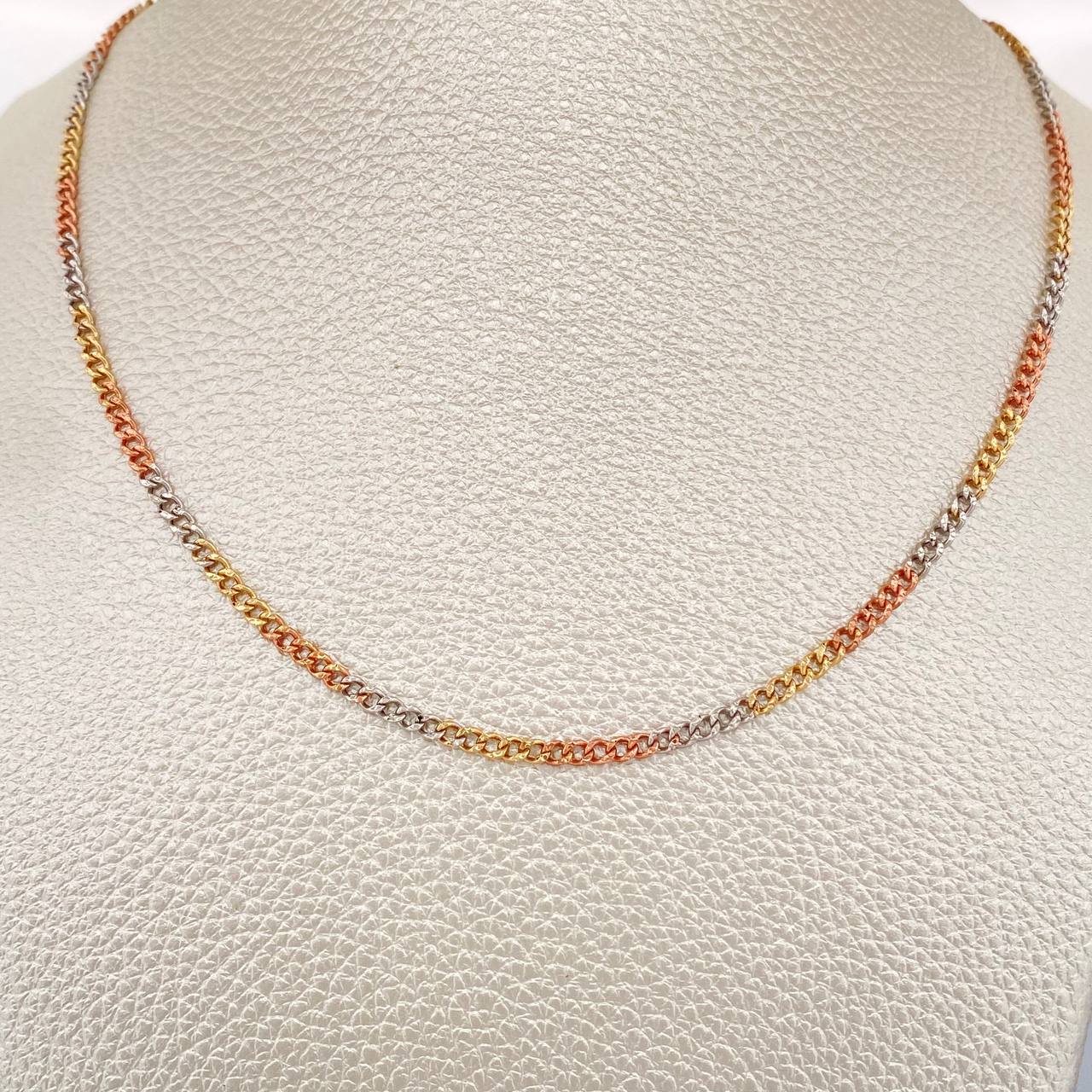 Cadena Cubana 4.1gr / 61.5cm / Tres Oros +1 14K Italy &