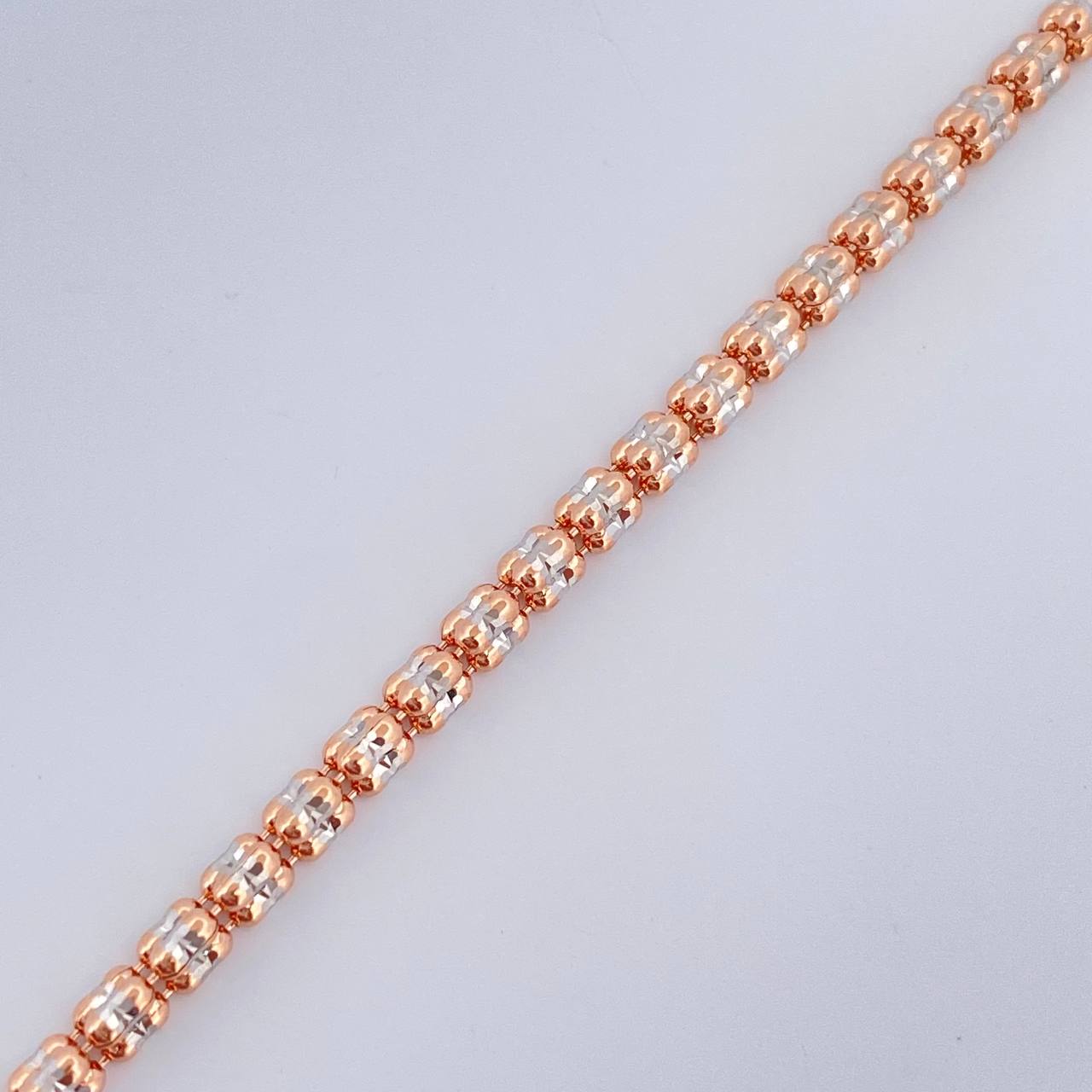 Pulso Ice 4.35gr / 20.5cm / Dos Oros Blanco Rosa +4 14K Italy &