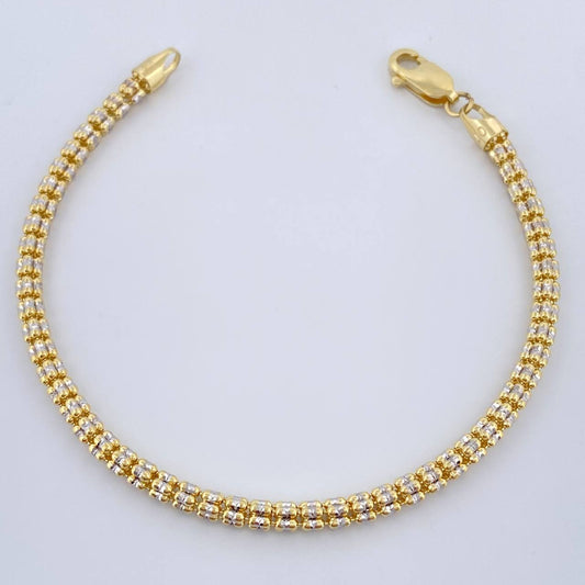 Pulso Ice 6.1gr / 18cm / Dos Oros Amarillo Blanco +4 14K Italy &