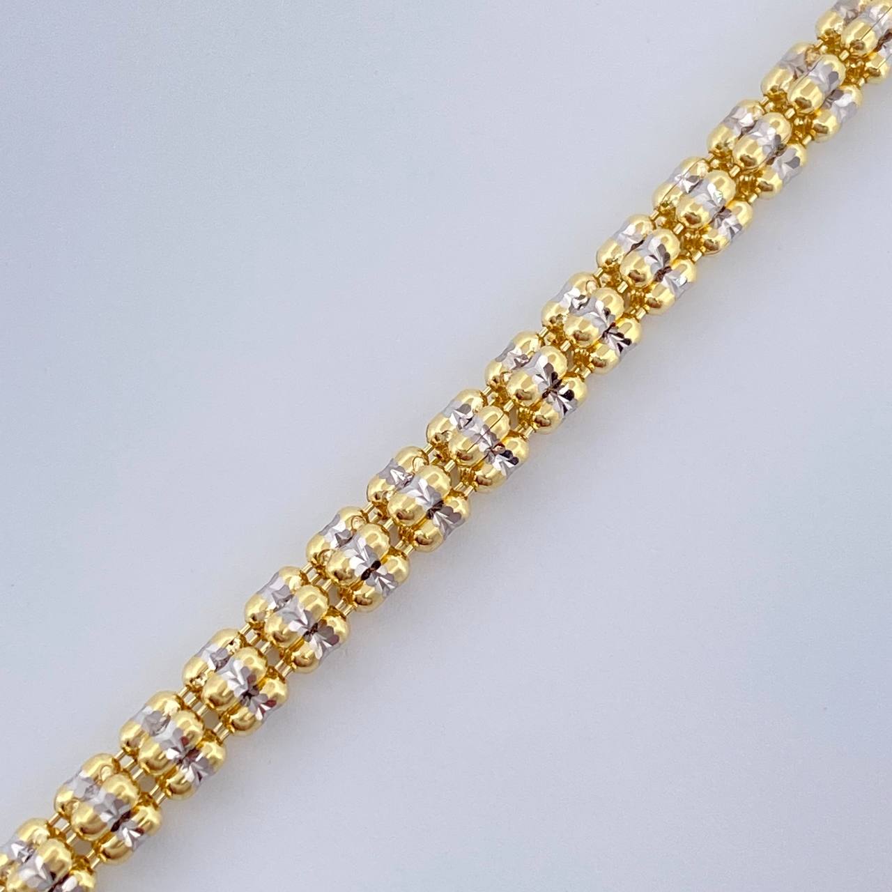 Pulso Ice 6.1gr / 18cm / Dos Oros Amarillo Blanco +4 14K Italy &