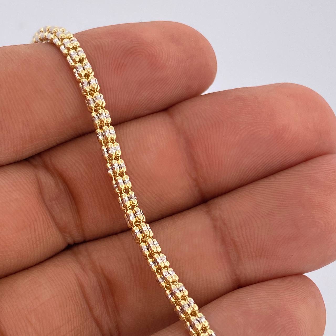 Pulso Ice 6.1gr / 18cm / Dos Oros Amarillo Blanco +4 14K Italy &