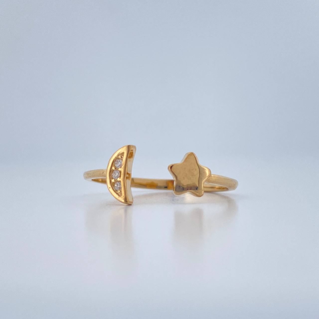 Anillo Abrazo Luna Estrella 1.55gr / T5 3/4 / Oro Amarillo 18K $