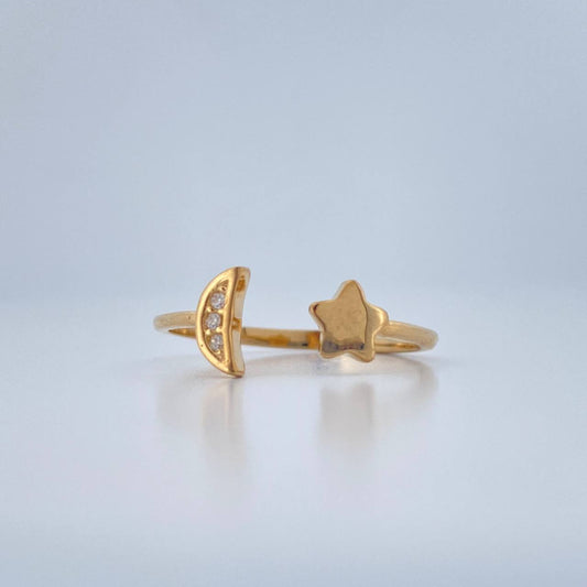 Anillo Abrazo Luna Estrella 1.75gr / T8 / Oro Amarillo 18K $