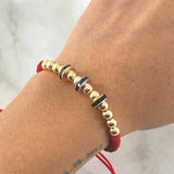 Pulsera Roja Herraje Rueda 4.55gr / 5mm Bolas Lisas 12 und Tres Oros 18K ©