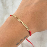 Pulsera Roja Retazo Cubano 0.5gr / 3mm Oro Amarillo 18K