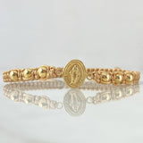 Pulsera Beige Herraje Virgen Milagrosa 1.05gr / 4mm Bolas Lisas 6 und Oro Amarillo 18K ©