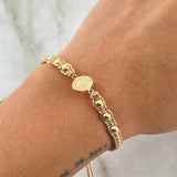 Pulsera Beige Herraje Virgen Milagrosa 1.05gr / 4mm Bolas Lisas 6 und Oro Amarillo 18K ©