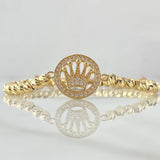 Pulsera Beige Herraje Circulo Corona RX 5.7gr / 4mm Bolas Diamantadas 40 und Oro Amarillo 18K ©