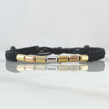 Pulsera Negra Cilindro 0.55gr / 3mm Lisos Tres Oros 18K *