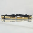 Pulsera Negra Herraje Cilindro Trio De Clavos 1.7gr / 4mm Bolas Diamantadas 12 und Tres Oros 18K ©