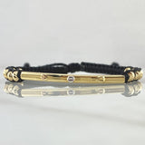 Pulsera Negra Herraje Cilindro Trio De Clavos 1.7gr / 4mm Bolas Diamantadas 12 und Tres Oros 18K ©