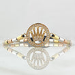 Pulsera Negra Herraje Circulo Corona RX 4gr / 3mm Cilindros Lisos 14 und Circones Blancos Tres Oros 18K ©