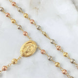 Rosario Virgen Milagrosa 15.45gr / 60cm / 6mm-5mm Bolas Diamantadas Cruz Cristo Tres Oros *