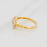 Anillo Trebol 2.3g / T7 1/2 Dos Oros Amarillo Blanco 18K