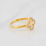 Anillo Trebol 2.15g / T6 1/2 Dos Oros Amarillo Blanco 18K