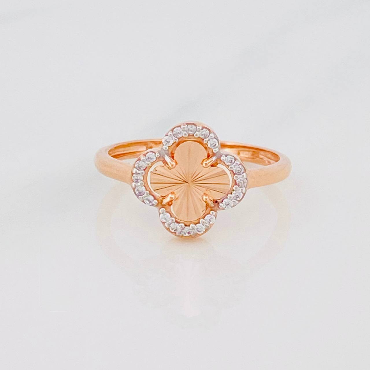 Anillo Trebol 2.15g / T6 1/4 Dos Oros Blanco Rosa 18K