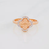 Anillo Trebol 2.15g / T6 1/4 Dos Oros Blanco Rosa 18K