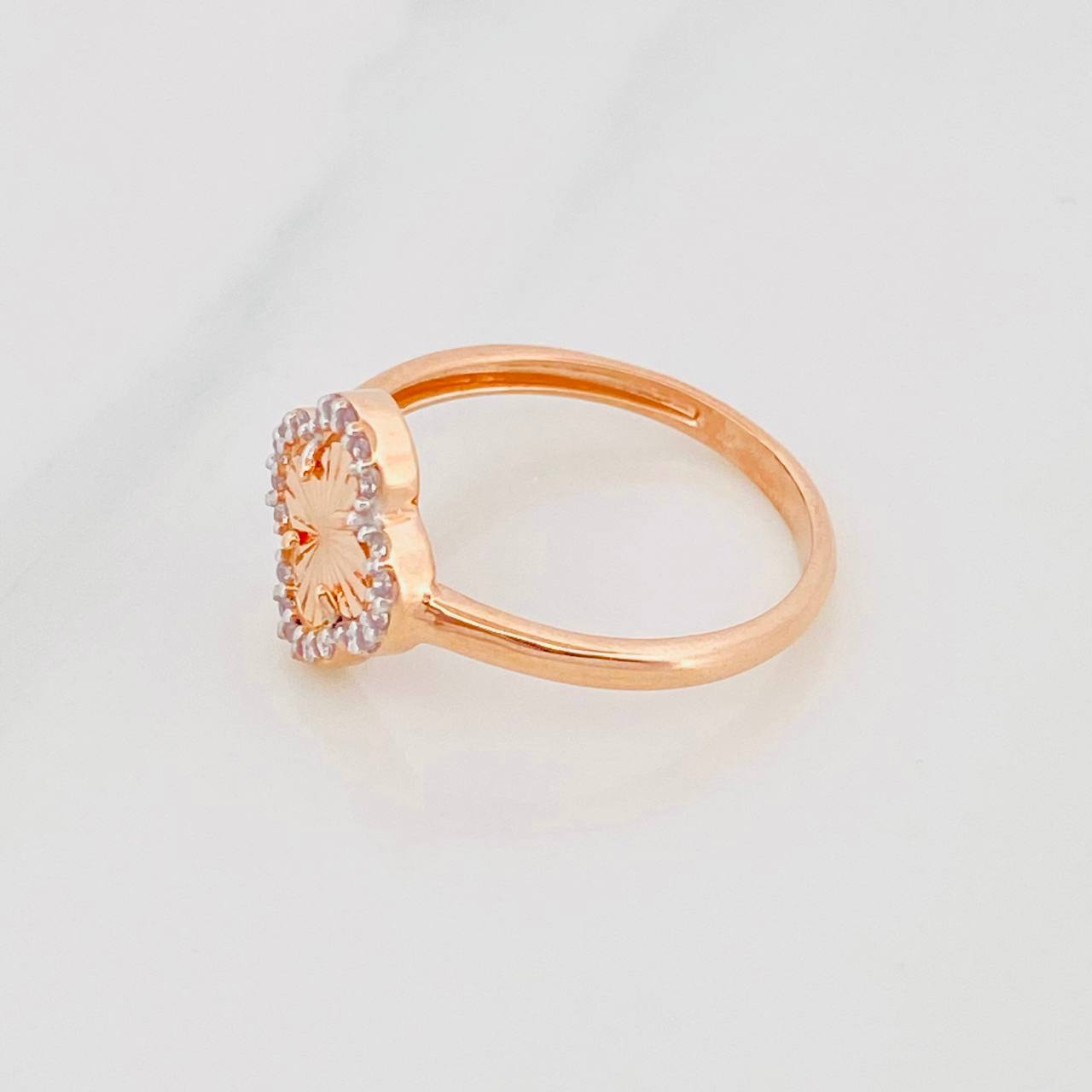 Anillo Trebol 2.15g / T6 1/4 Dos Oros Blanco Rosa 18K