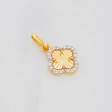 Dije Trebol 1g / 2cm Dos Oros Amarillo Blanco 18K
