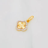 Dije Trebol 1g / 2cm Dos Oros Amarillo Blanco 18K