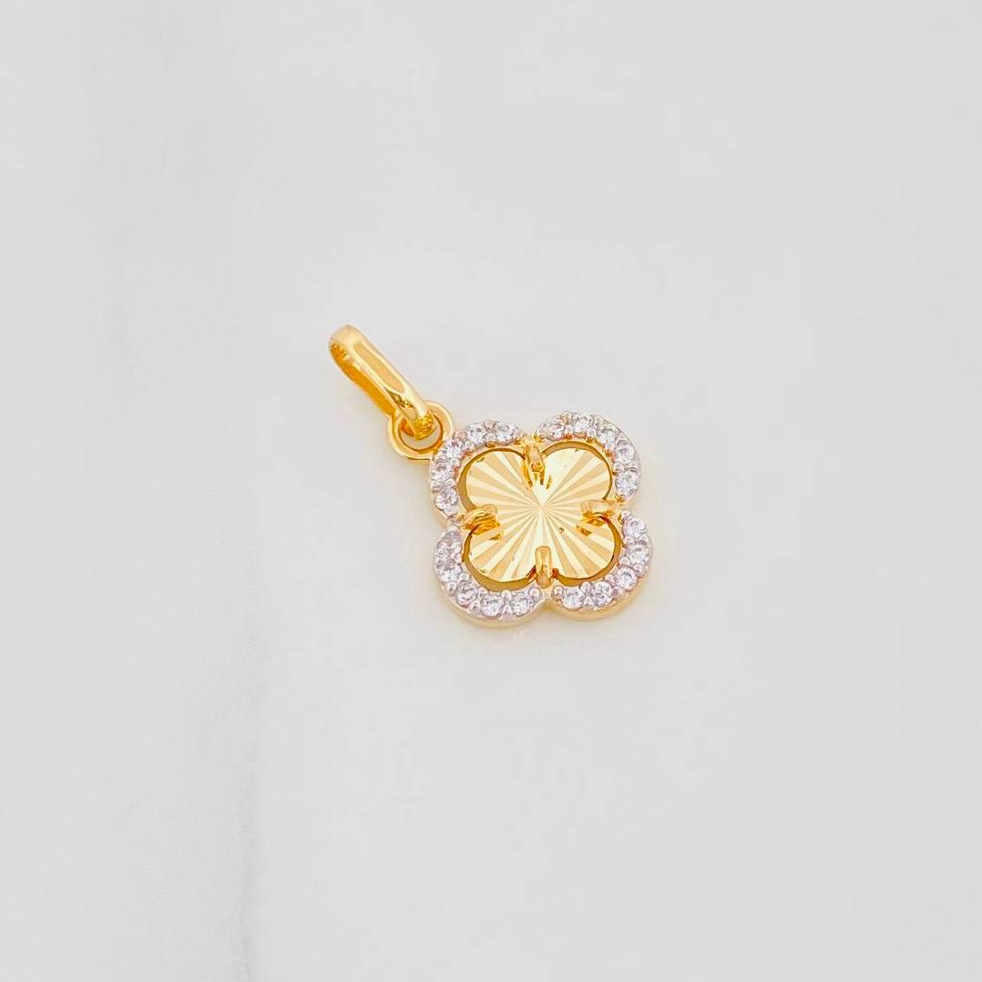 Dije Trebol 1g / 2cm Dos Oros Amarillo Blanco 18K