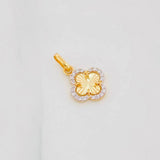 Dije Trebol 1g / 2cm Dos Oros Amarillo Blanco 18K