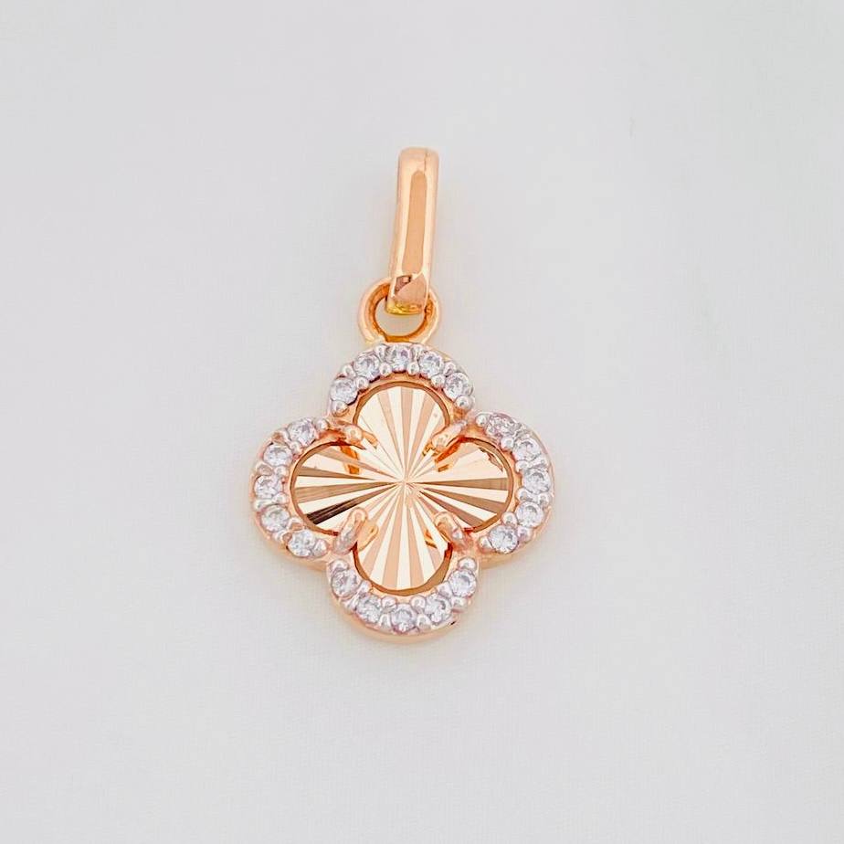 Dije Trebol 1g / 2cm Dos Oros Blanco Rosa 18K
