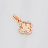 Dije Trebol 1g / 2cm Dos Oros Blanco Rosa 18K