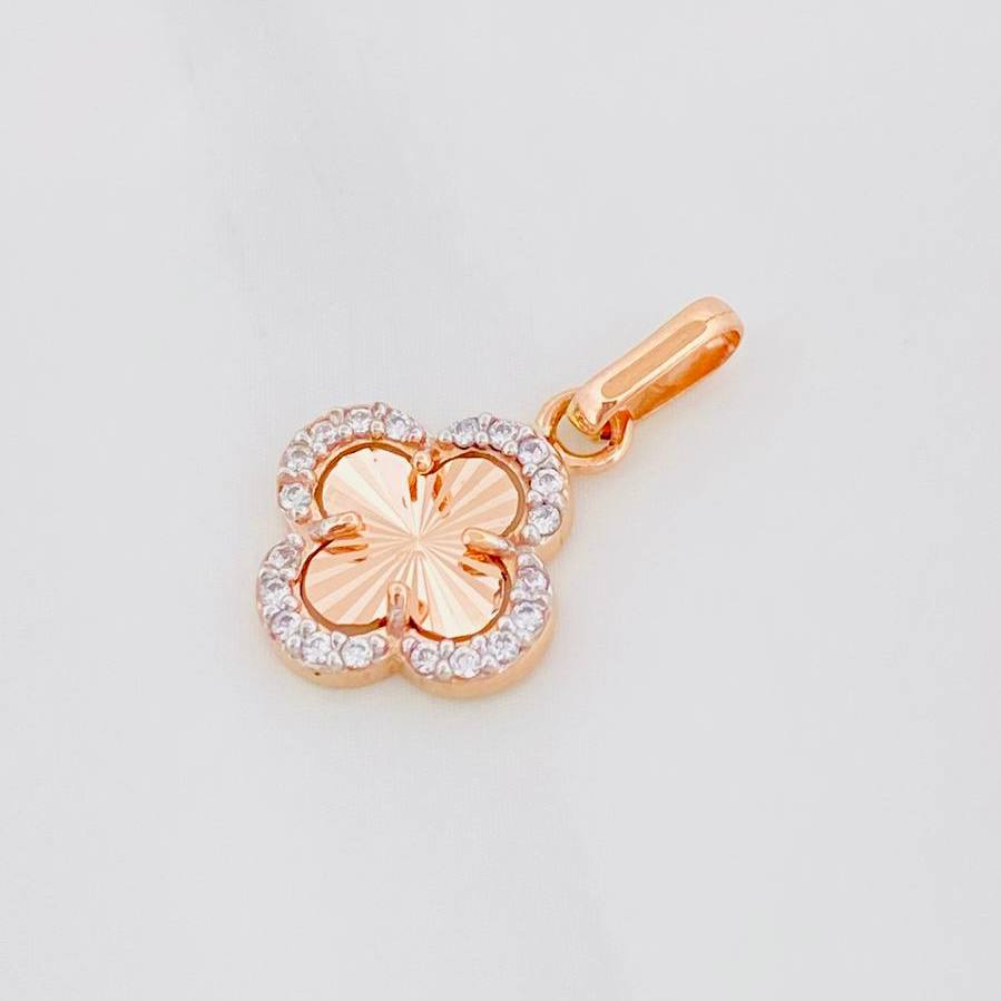 Dije Trebol 1g / 2cm Dos Oros Blanco Rosa 18K