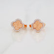 Candongas Trebol 2.6g / 1.3cm Dos Oros Blanco Rosa 18K