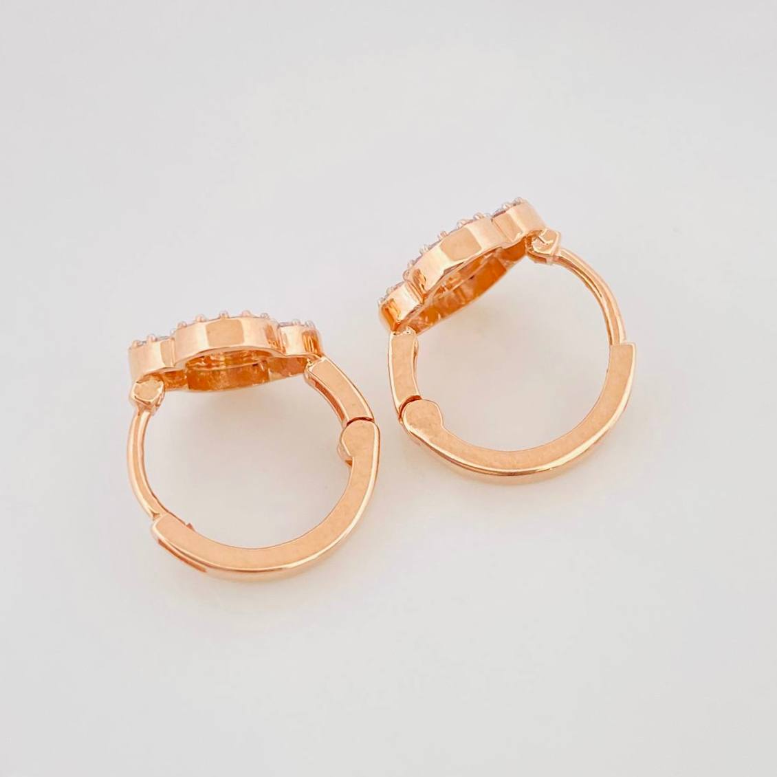Candongas Trebol 2.6g / 1.3cm Dos Oros Blanco Rosa 18K